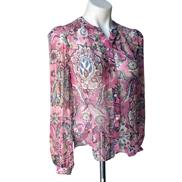 Veronica Beard Ashlynn Silk Top in Rose Multi, Sz 2 - Picture 4 of 16
